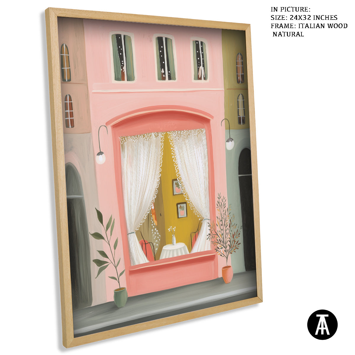 Artwork in Natural Wood Frame