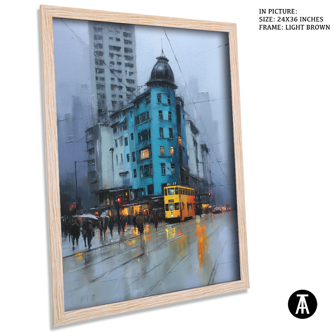 Artwork in Light Brown Frame