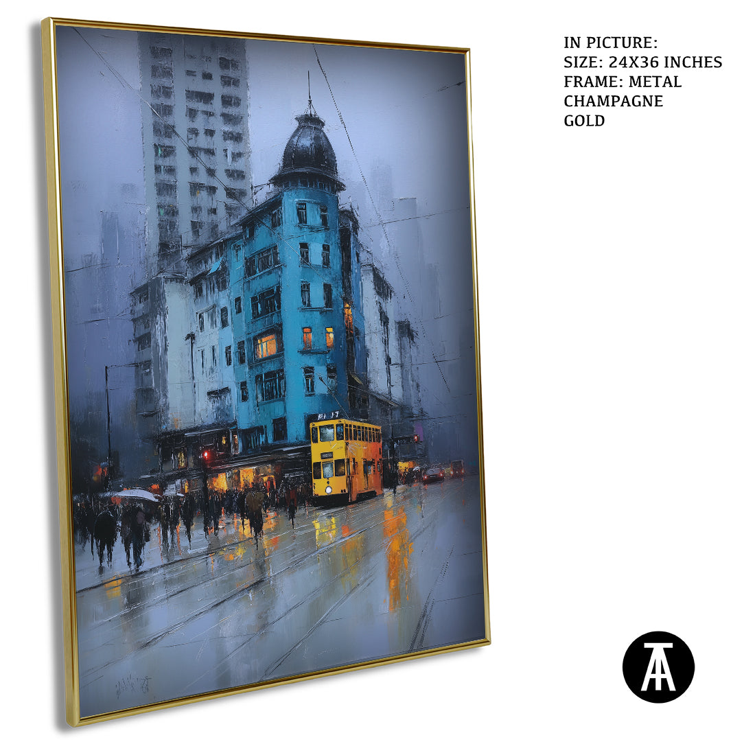 Artwork in Metal Champagne Gold Frame
