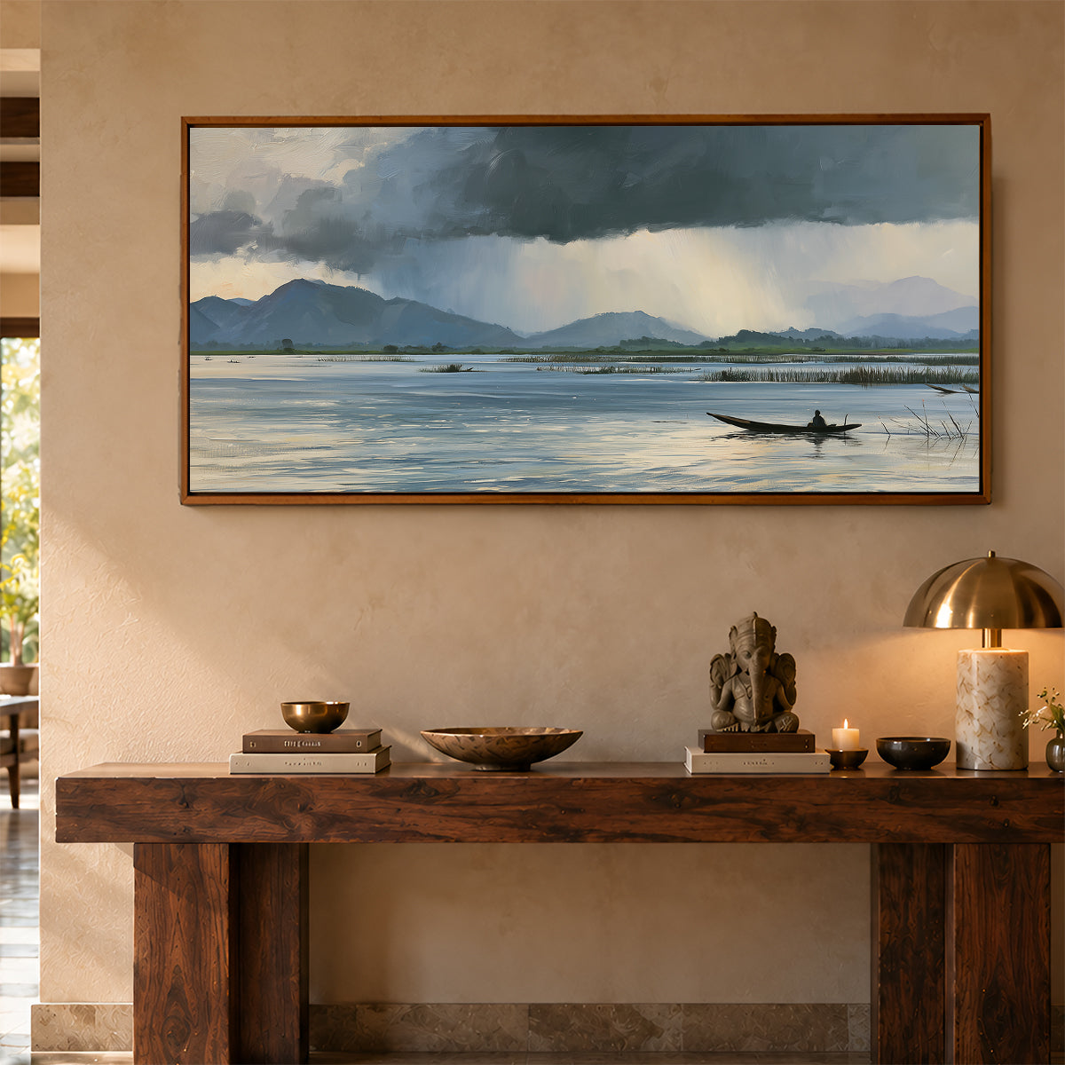 Panoramic Indian Painting in a Lifestyle Setting
