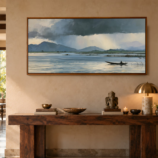 Panoramic Indian Painting in a Lifestyle Setting