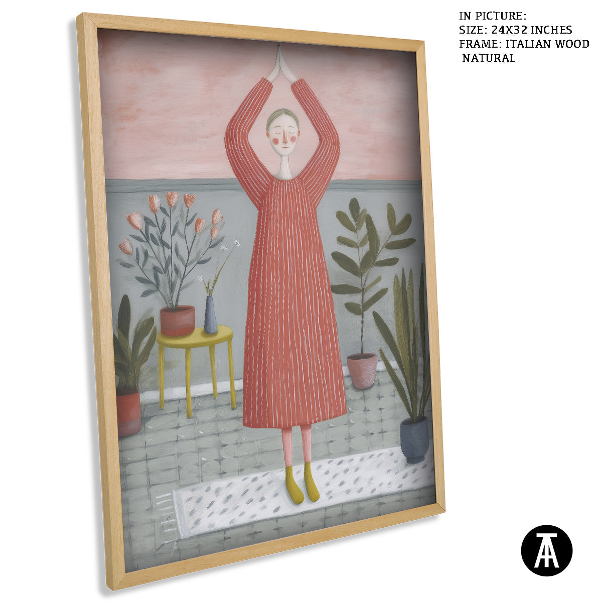 Artwork in Natural Wood Frame