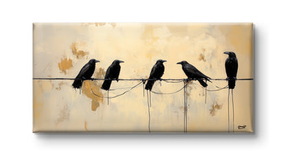 Crows On The Line by Pompidou Moderne | Painting for Living Room