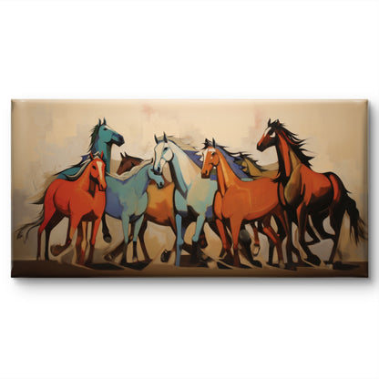 Minimalistic Seven Horses Painting by TravelArty | Painting for Living Room