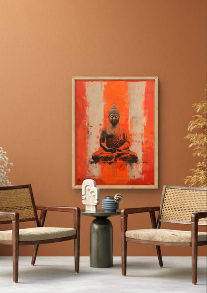 Buy Wall Art Orange Abstract Buddha by TravelArty