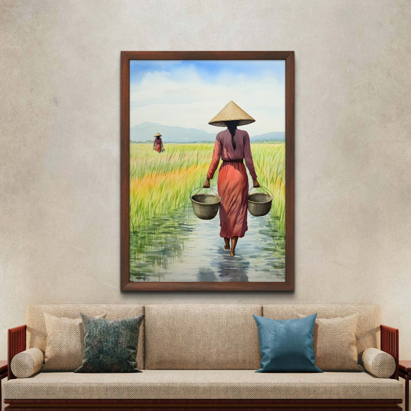 Buy Wall Art Lady in the Rice Field by Vietnamese Pho