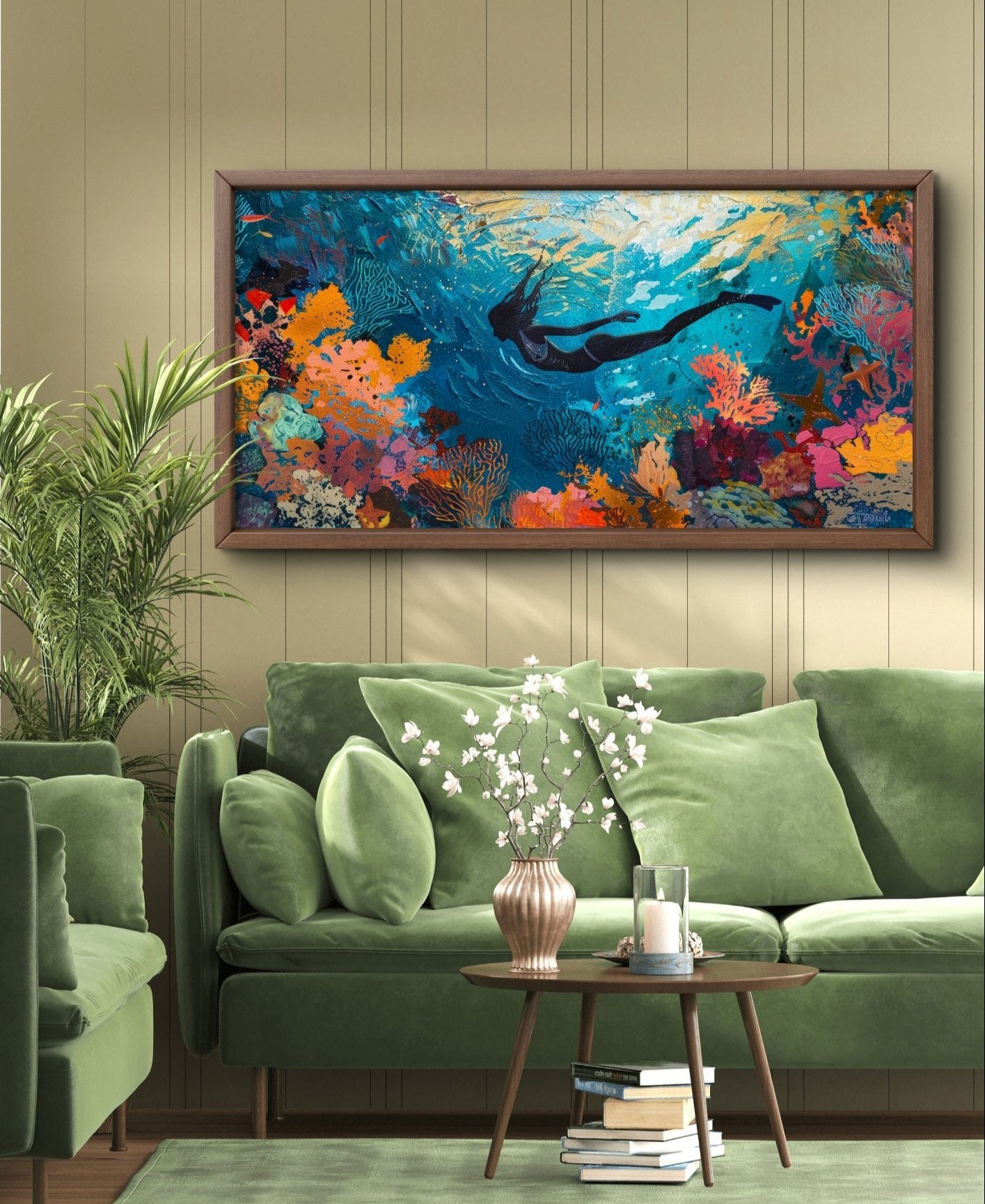 Lone Diver by Pompidou Moderne | Painting for Living Room