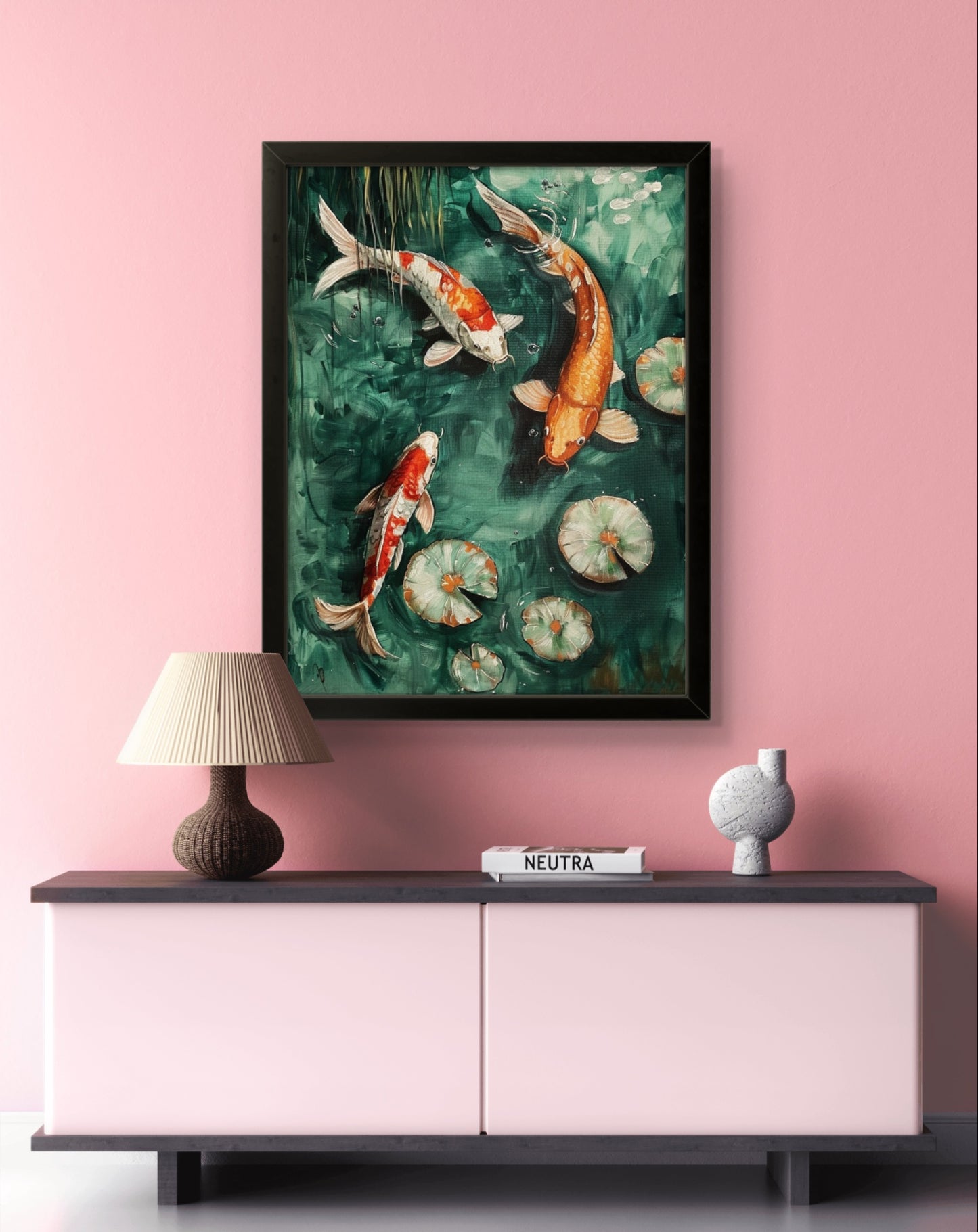 Koi Fish In a Lotus Pond - Feng Shui Paintings