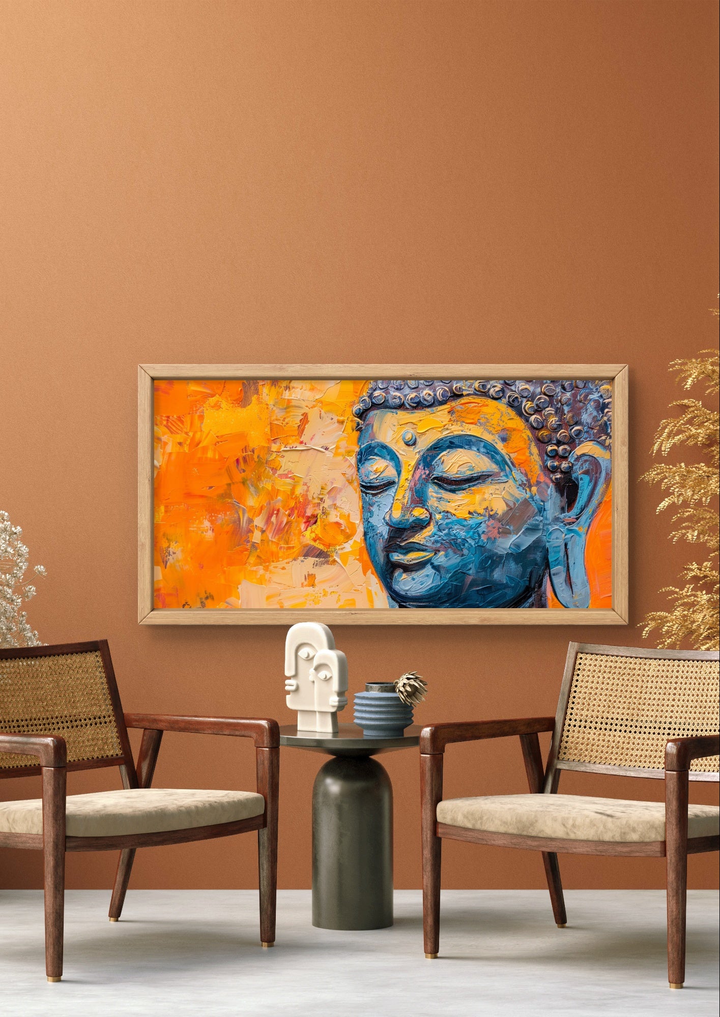 Buddha in Orange by TravelArty | Painting for Living Room