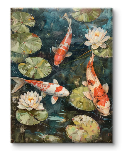 Koi Fish In a Pond - Feng Shui Paintings