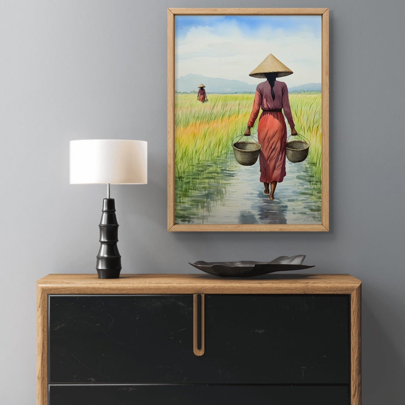 Buy Wall Art Lady in the Rice Field by Vietnamese Pho