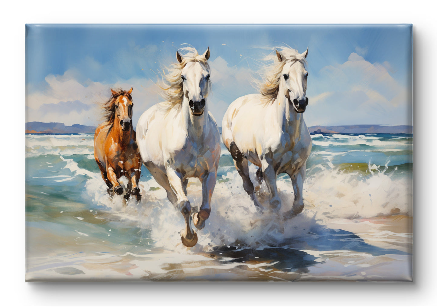 Beachside Stallions Canvas Painting