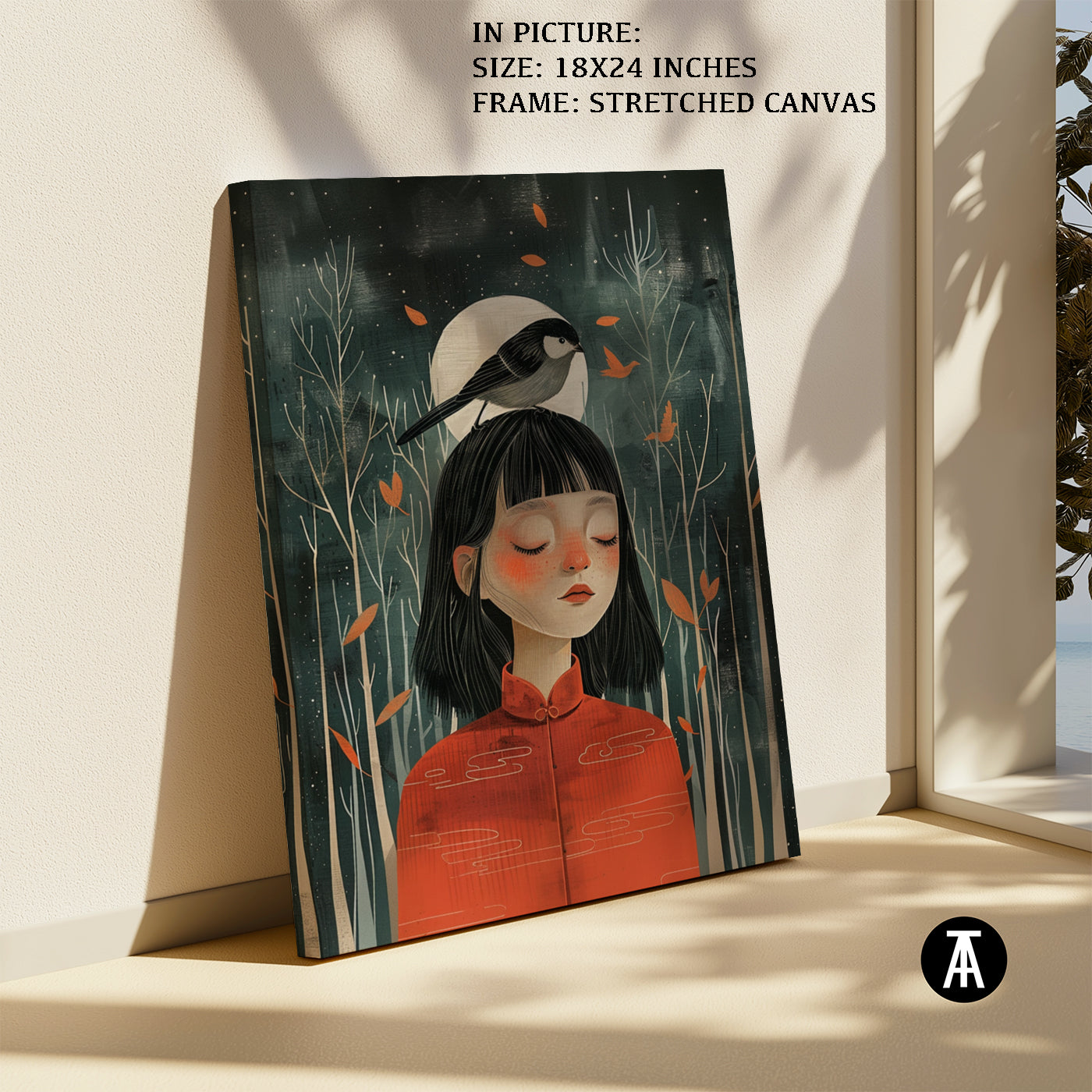 Artwork in Natural Wood Frame