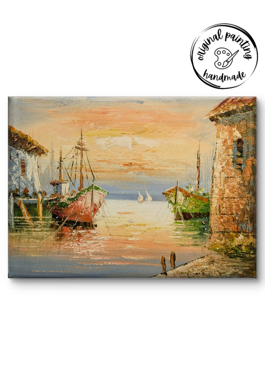 The Port Of Napoli by Toan Minh (Canvas Painting - 40X30 cm)