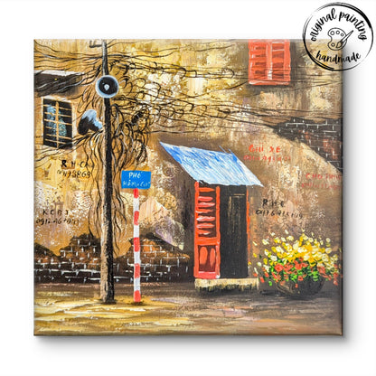 Post Office in Vietnam by T. Long (Canvas Painting - 40X40 cm)