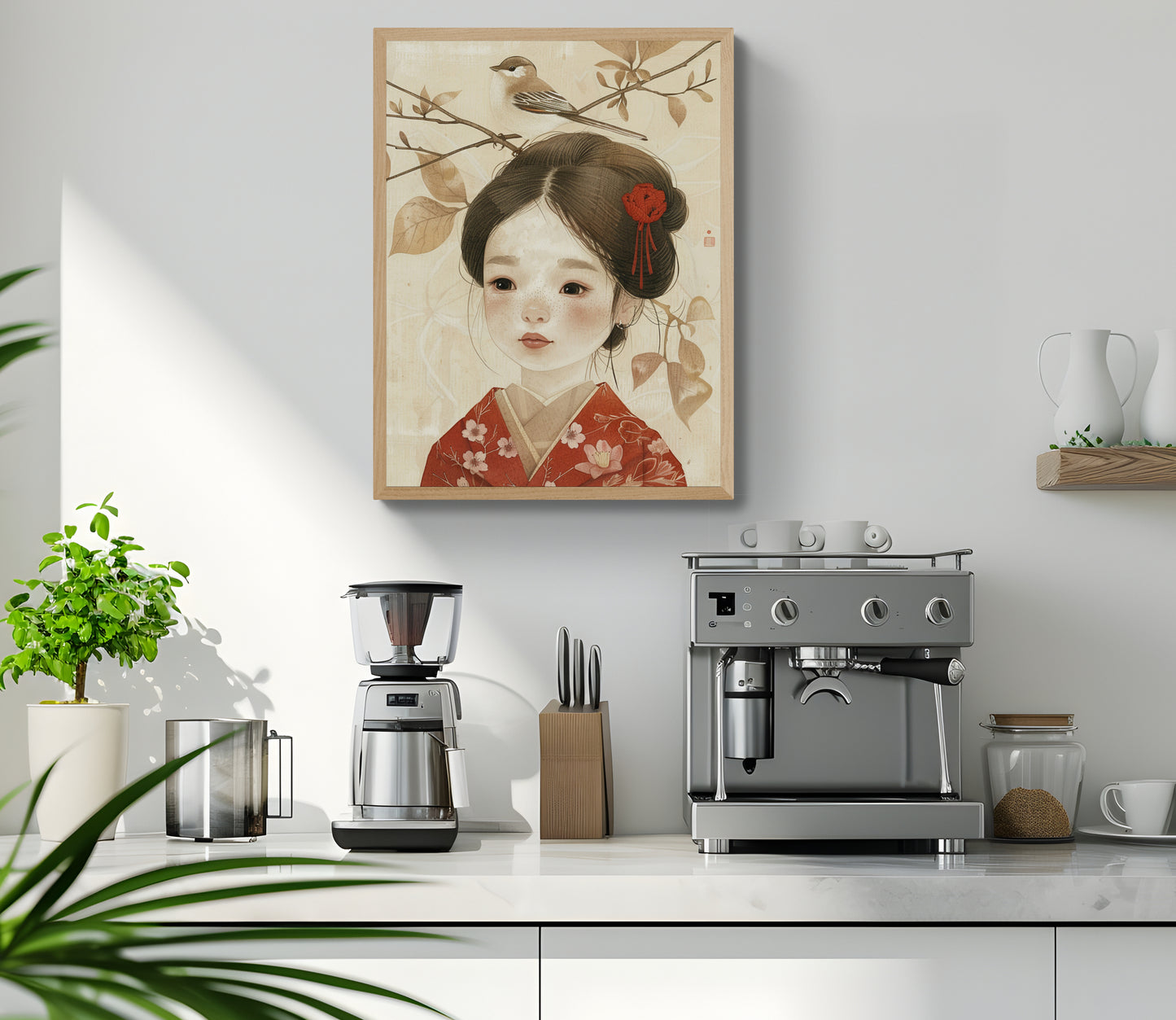 Buy Wall Art Japanese Girl And The Bird by Coffee Couture