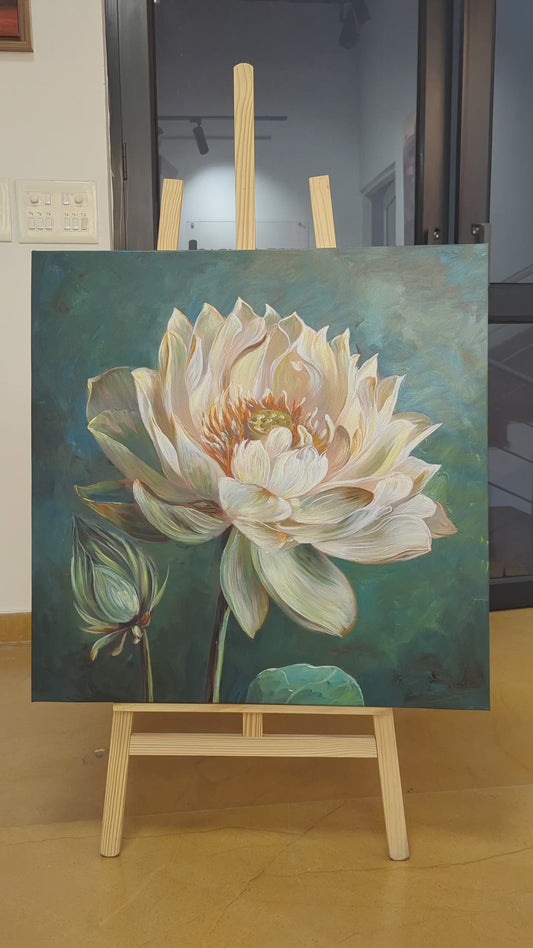 White Lotus Reverie (Canvas Oil Painting - 80X80 cm)
