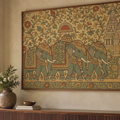 Elephant Procession - Kalamkari Art- Indian Heritage Art