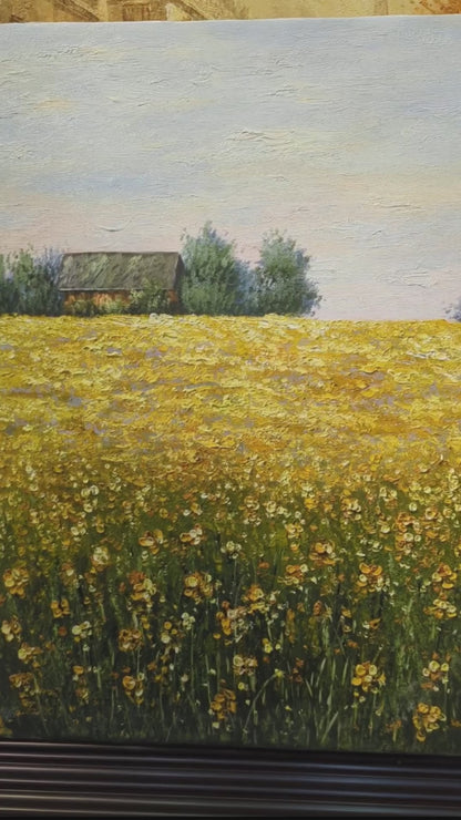 Cottage In The Field by Toan Minh (Canvas Painting - 80X80 cm)