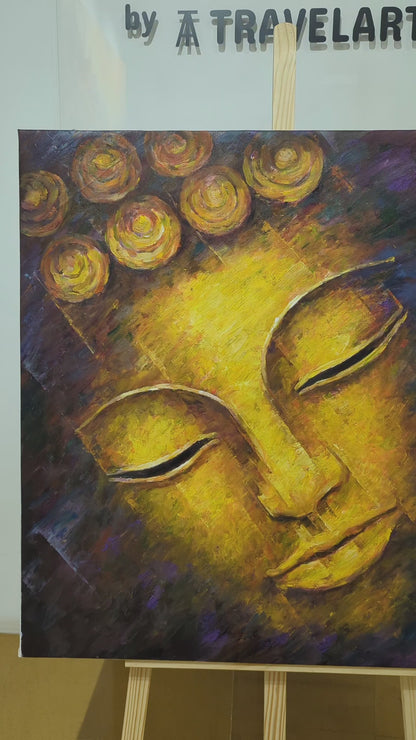 Lord Buddha in Gold (Canvas Oil Painting - 80X80 cm)