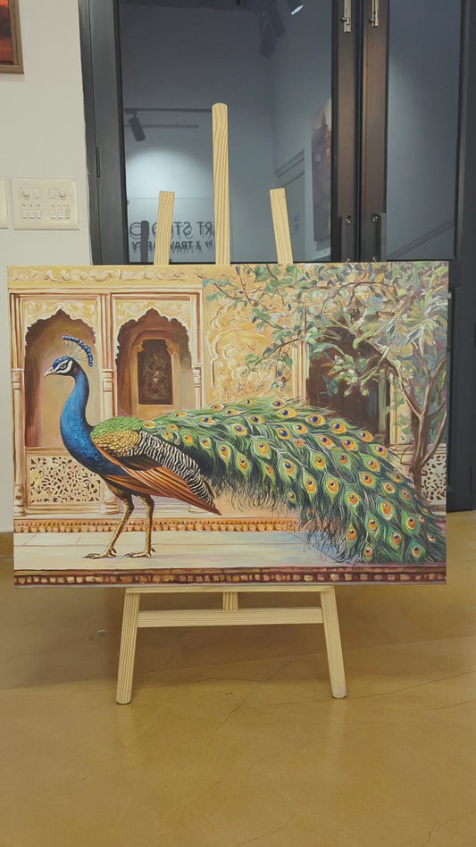 Peacock Courtyard (Canvas Oil Painting - 100X75 cm)