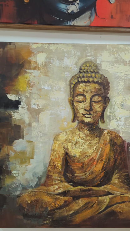 Lord Buddha in Ochre (Canvas Oil Painting - 120X120 cm)
