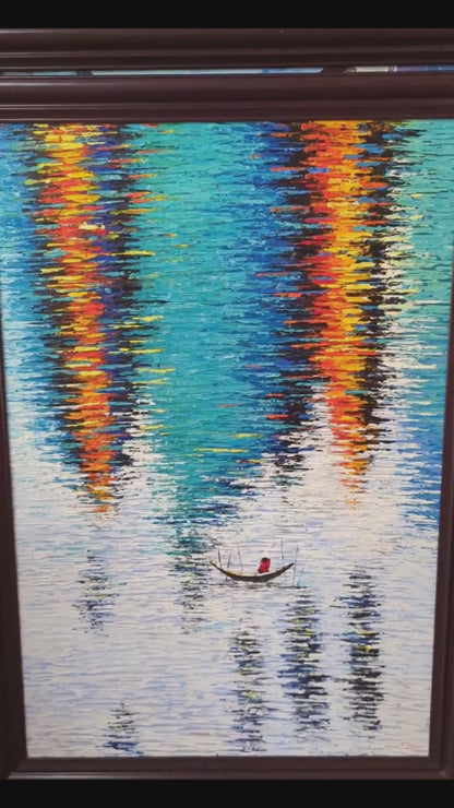 The Lonely Fisherman by T. Long (Canvas Painting - 80X120 cm)