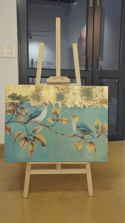 Birds on a Gilded Branch (Canvas Oil Painting - 80X60 cm)
