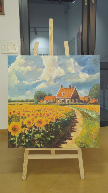 Sunflower Cottage (Canvas Oil Painting - 80X80 cm)