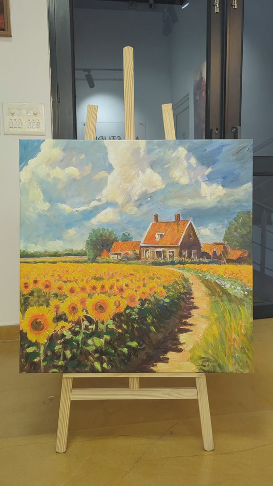 Sunflower Cottage (Canvas Oil Painting - 80X80 cm)