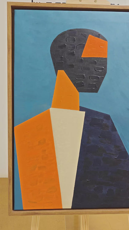 Fragmanted Self by Raman Singh (Acrylic Painting on Canvas - 24X32 inches with Floating Frame)