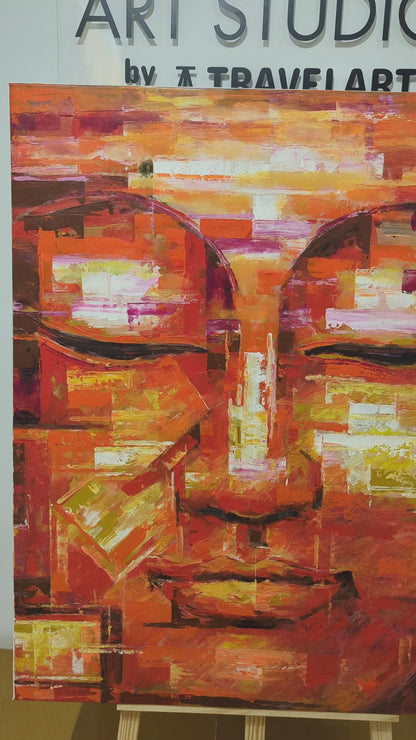 Lord Buddha in Mosaic (Canvas Oil Painting - 80X100 cm)