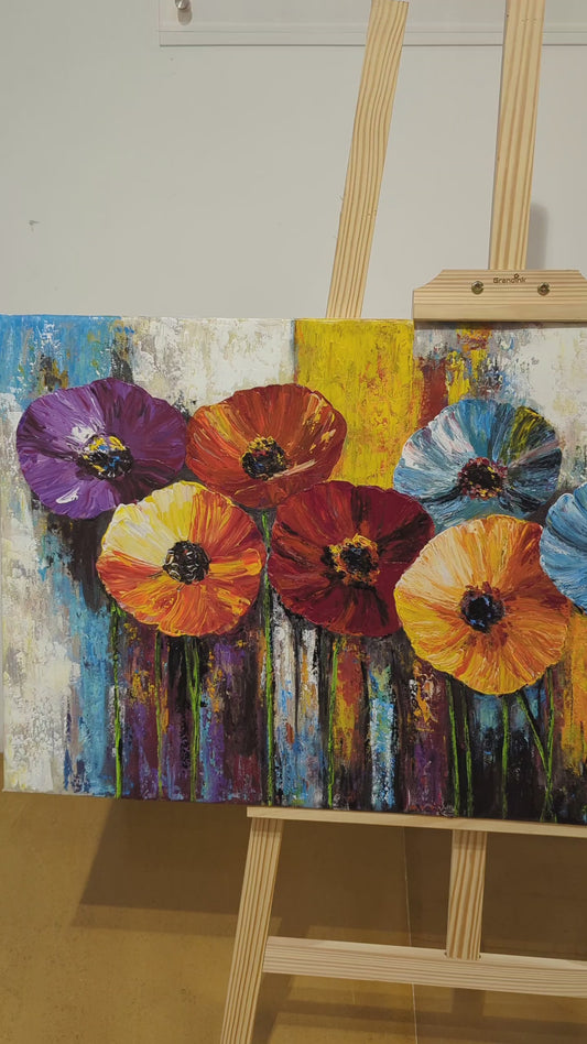 Carnival Blooms (Canvas Oil Painting - 100X50 cm)