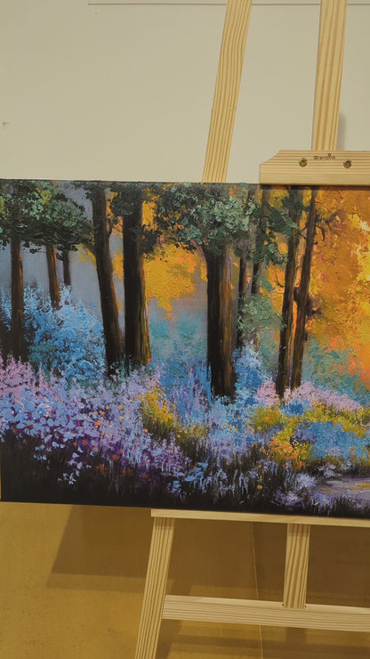 Sunlit Forest Path (Canvas Oil Painting - 100X50 cm)