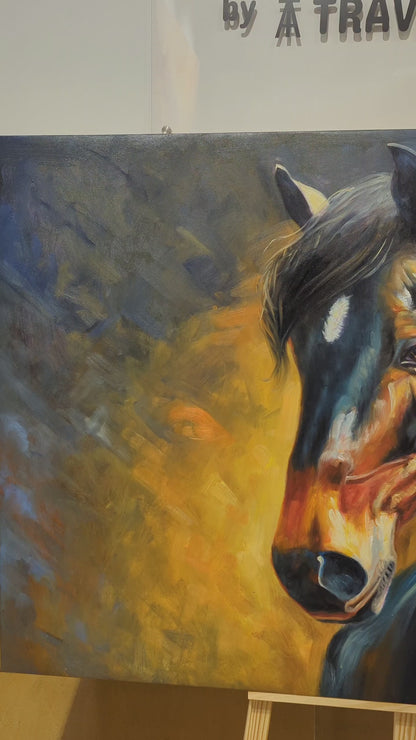 Midnight Stallion Glow (Canvas Oil Painting - 120X80 cm)