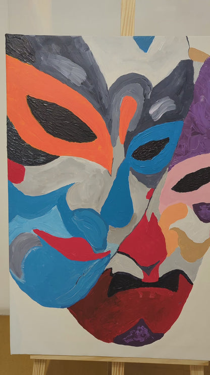 Masks in Life by Raman Singh (Acrylic Painting on Canvas - 60X80 cm)