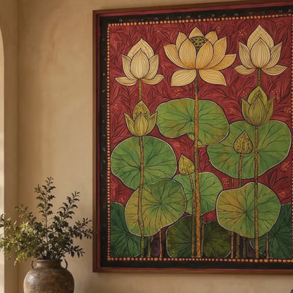 Lotus in Madhubani by Fleurs de la Terre