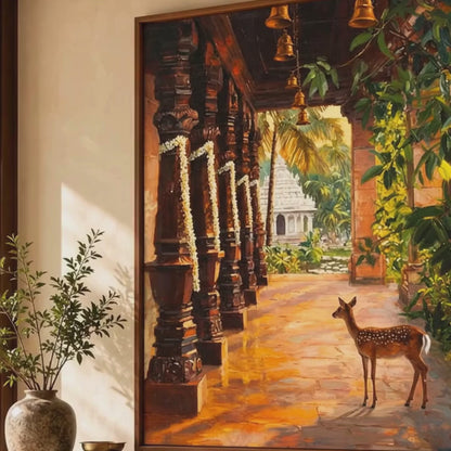 Deer and the Temple- Indian Heritage Art