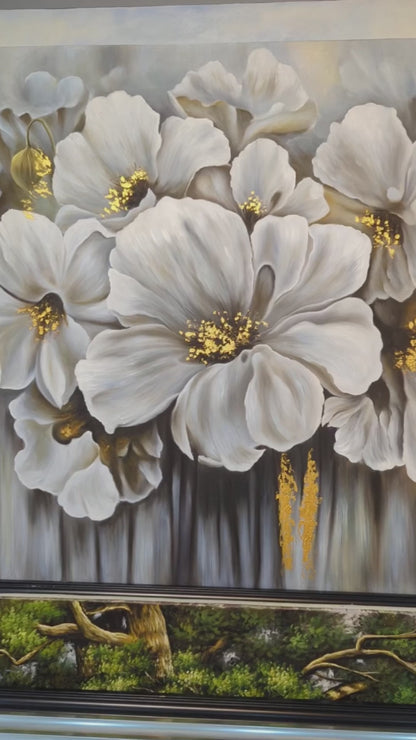 Flowers And Their Golden Hearts by Toan Minh (Canvas Painting - 80X80 cm)