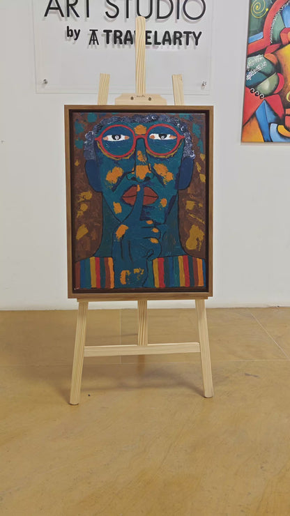 Shhhhh by Raman Singh (Acrylic Painting on Canvas - 18X24 inches with Floating Frame)