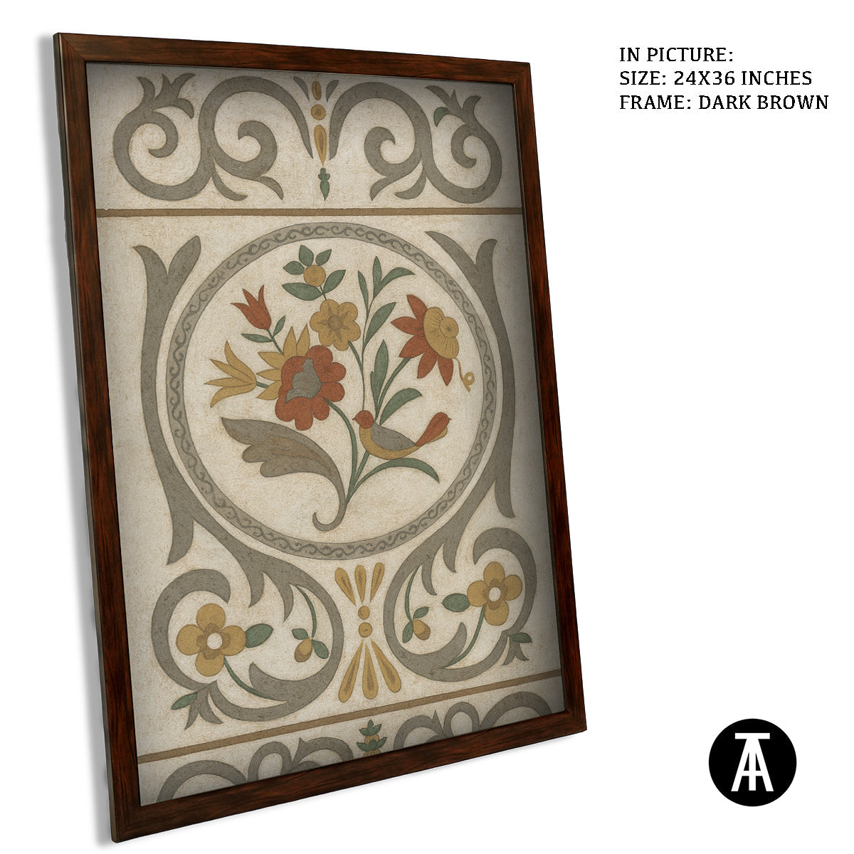 Artwork in Dark Brown Frame