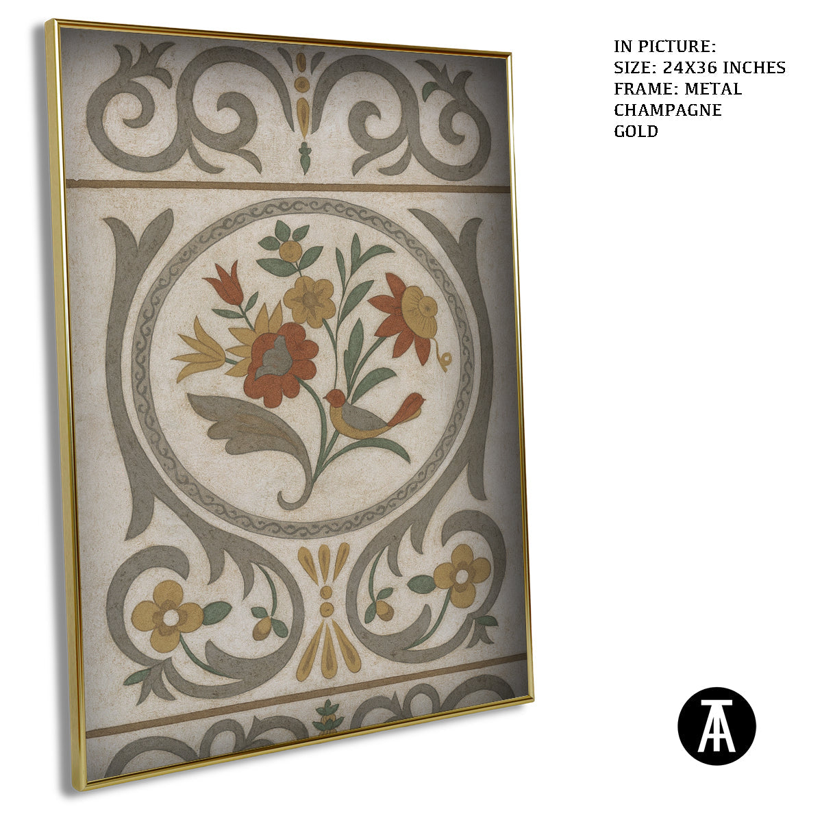 Artwork in Metal Champagne Gold Frame