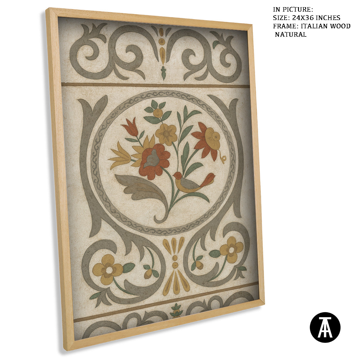 Artwork in Natural Wood Frame