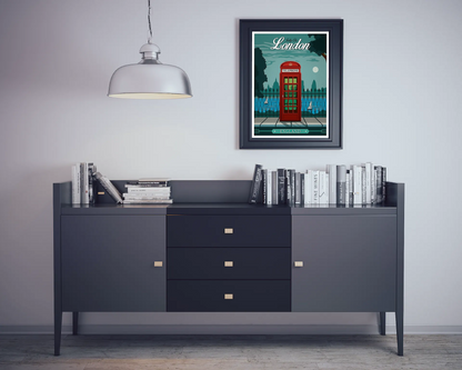 Vintage Phone Booth Travel Art Painting