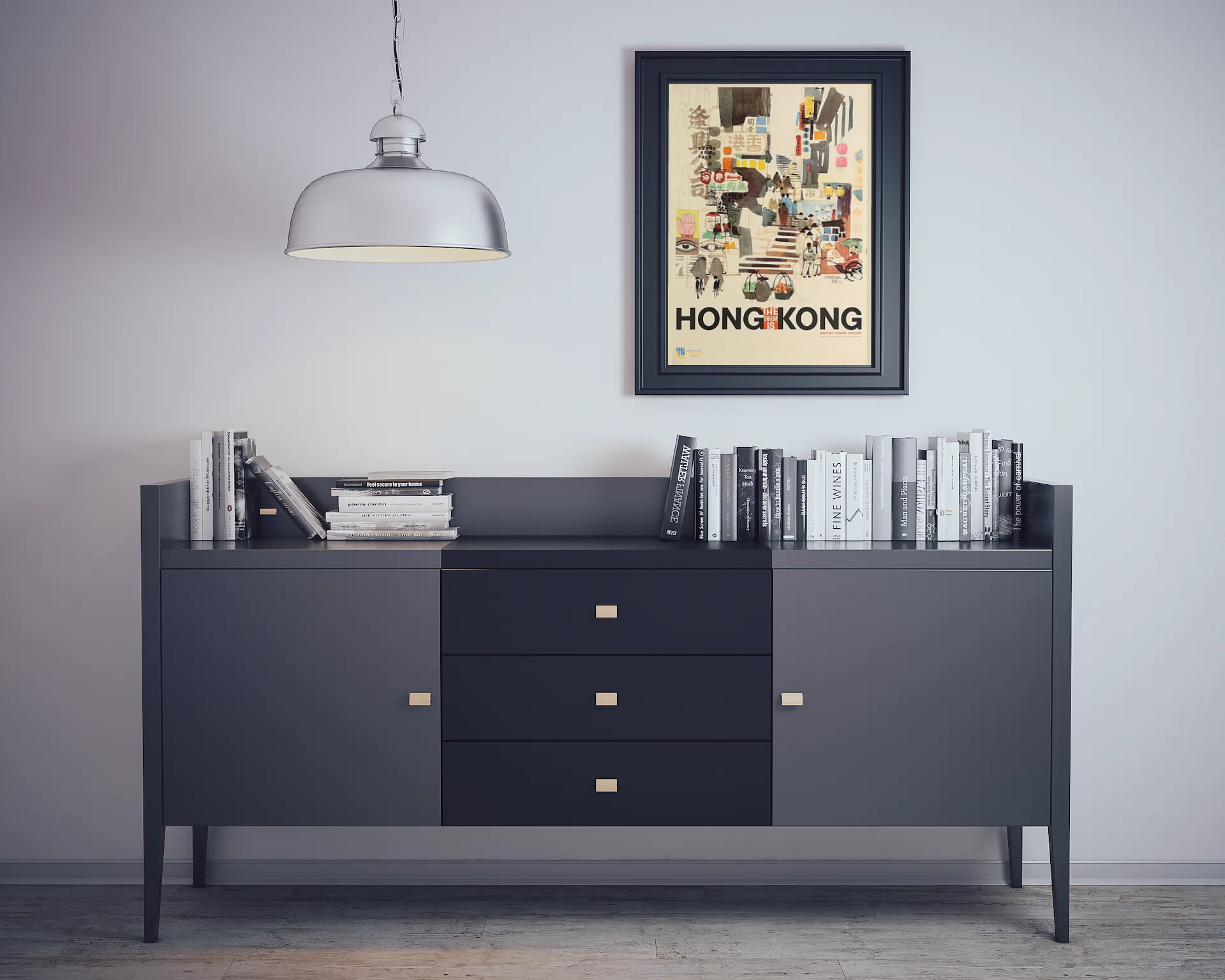 Vintage Hong Kong Illustration Travel Art Painting