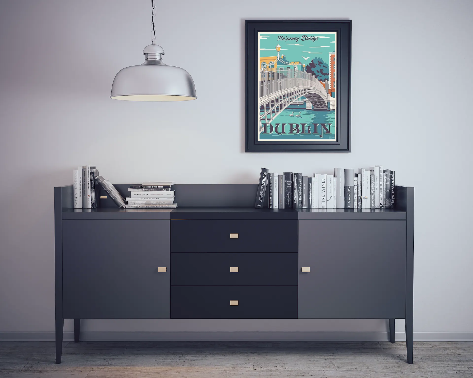 Vintage Dublin Bridge Travel Art Painting