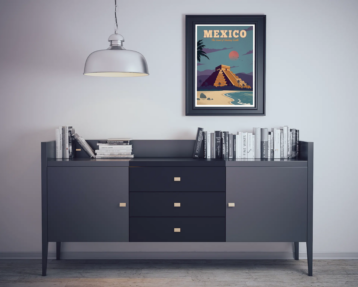 Vintage Mexico Temple Travel Art Painting