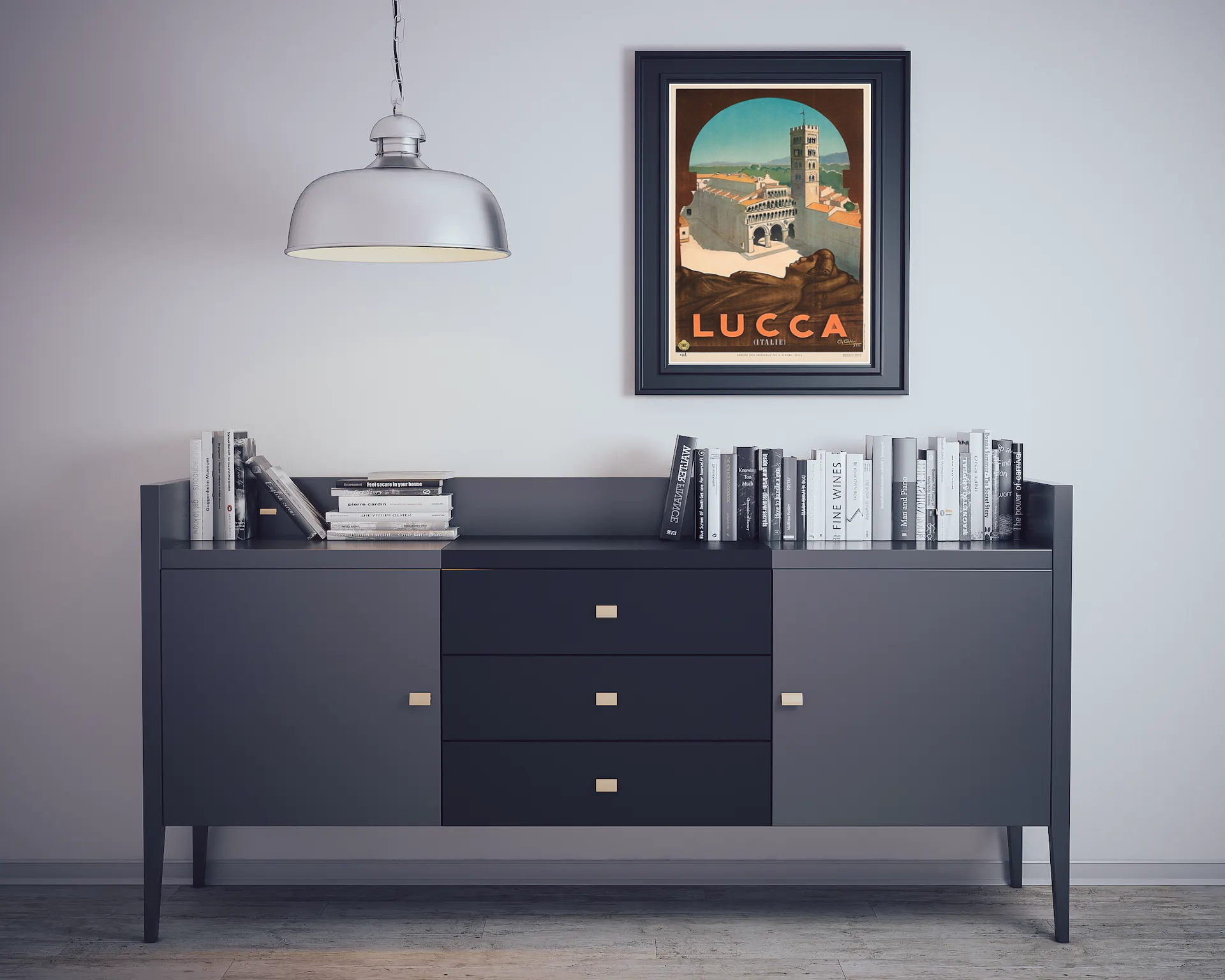 Vintage Lucca Travel Art Painting