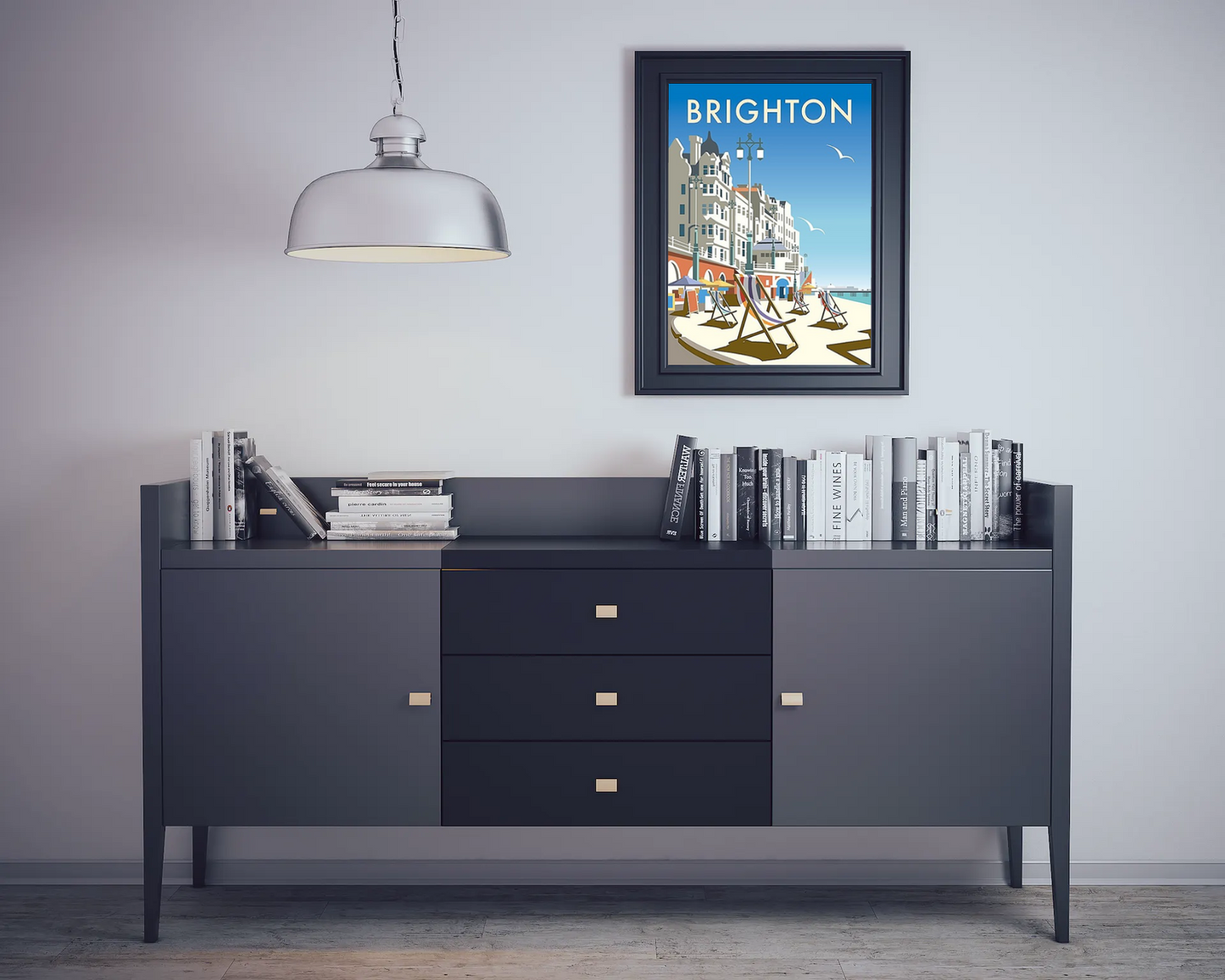 Vintage Brighton Beach Travel Art Painting