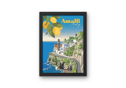 Vintage Amalfi City Travel Art Painting